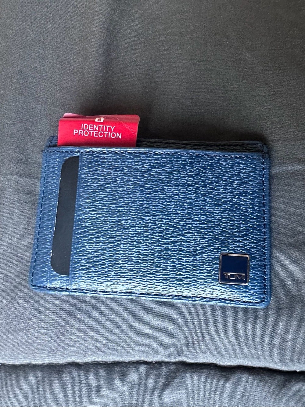 Tumi Navy Textured Card Holder